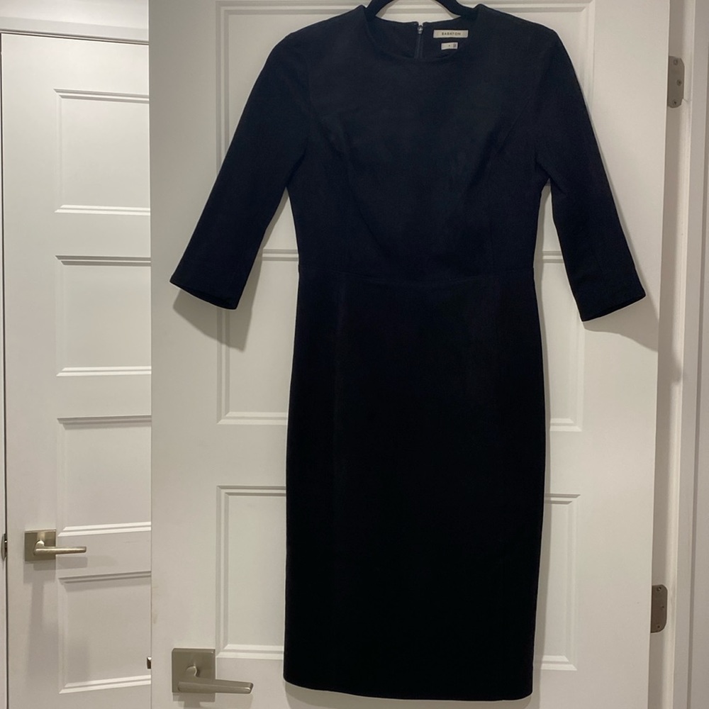 Aritzia Barbaton faux suede black dress 4